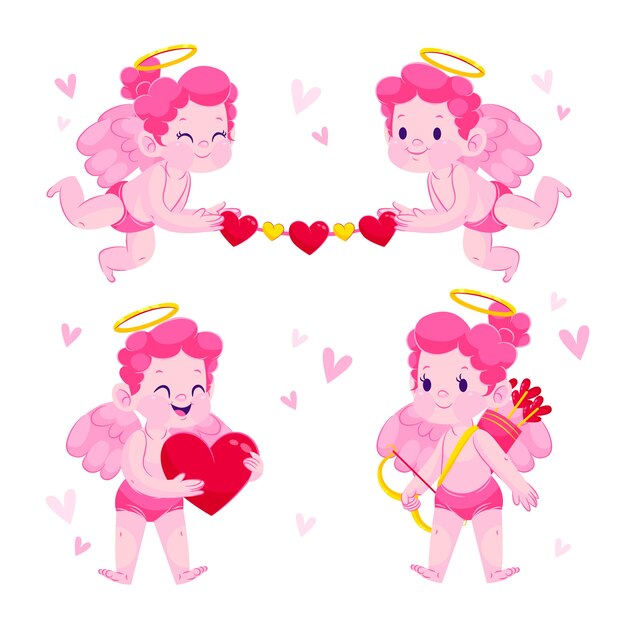 Gradient valentines day cupid characters collection