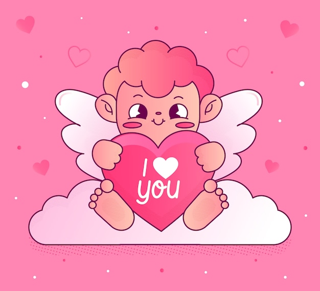 Gradient valentines day cupid illustration