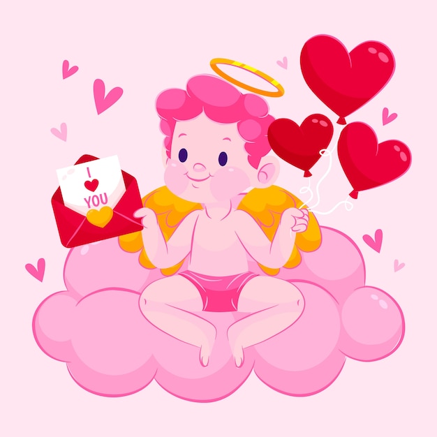 Gradient valentines day cupid illustration