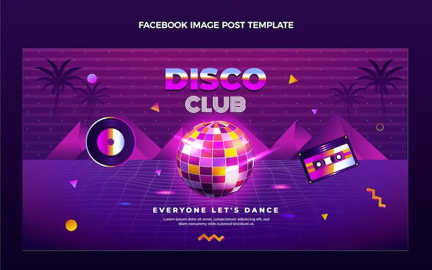 Free Vector gradient vaporwave disco party facebook post