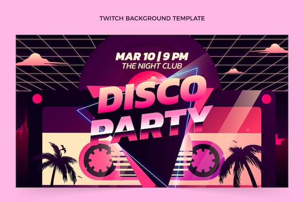 Gradient vaporwave disco party twitch background