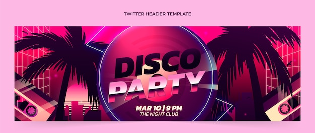 Gradient vaporwave disco party twitter header