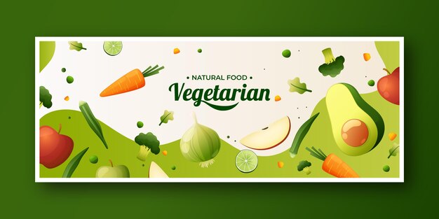 Gradient vegetarian food social media cover template