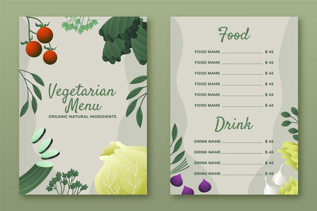 Gradient vegetarian menu template