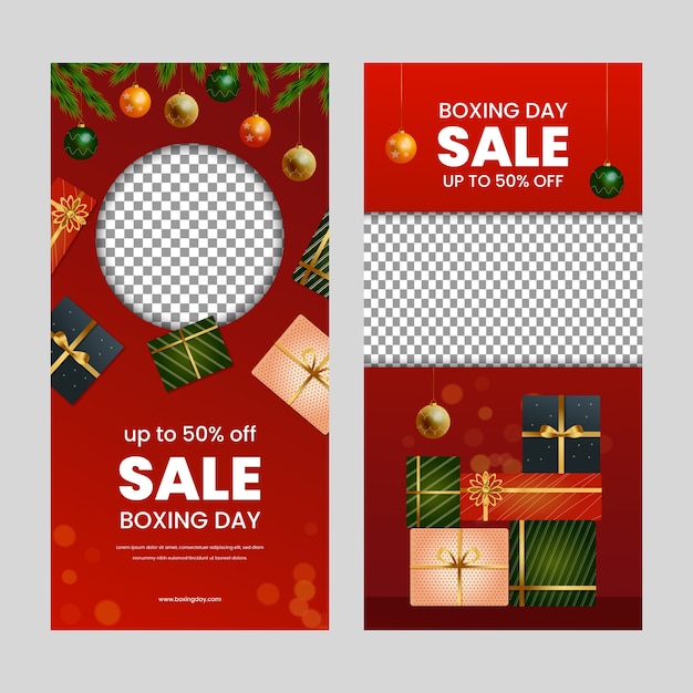 Free vector gradient vertical banner template for boxing day shopping