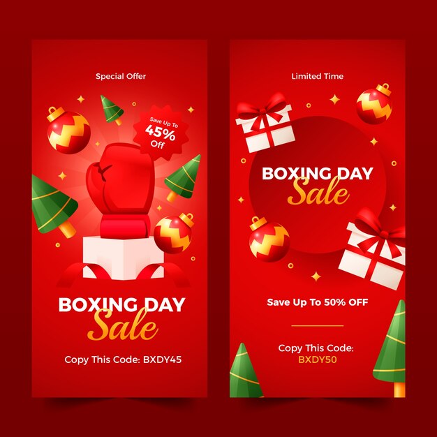 Gradient vertical banner template for boxing day shopping