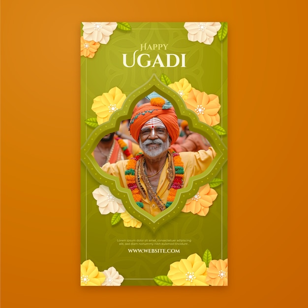 Free Vector gradient vertical banner template for ugadi lunar year celebration