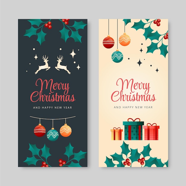 Gradient vertical christmas banners set