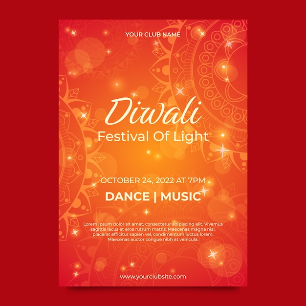 Free Vector gradient vertical flyer template for diwali celebration