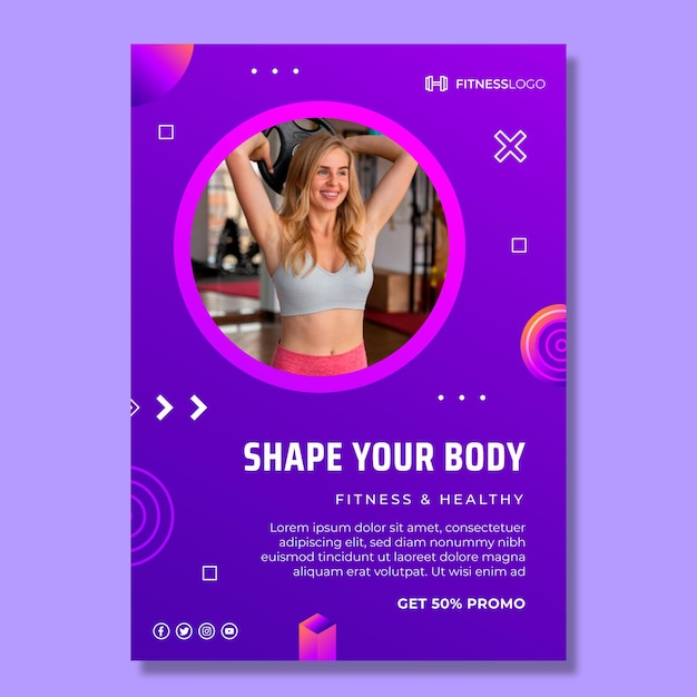 Free Vector gradient vertical flyer template for gym training