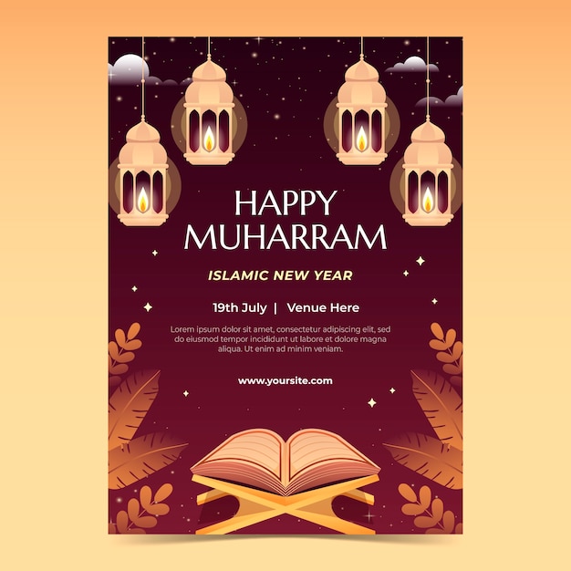 Gradient vertical flyer template for islamic new year celebration