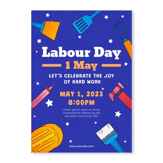 Gradient vertical flyer template for labor day celebration