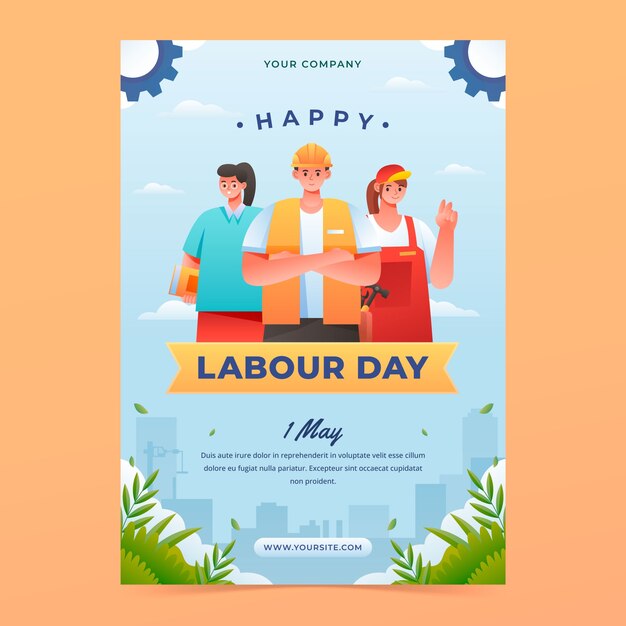 Gradient vertical flyer template for labour day celebration