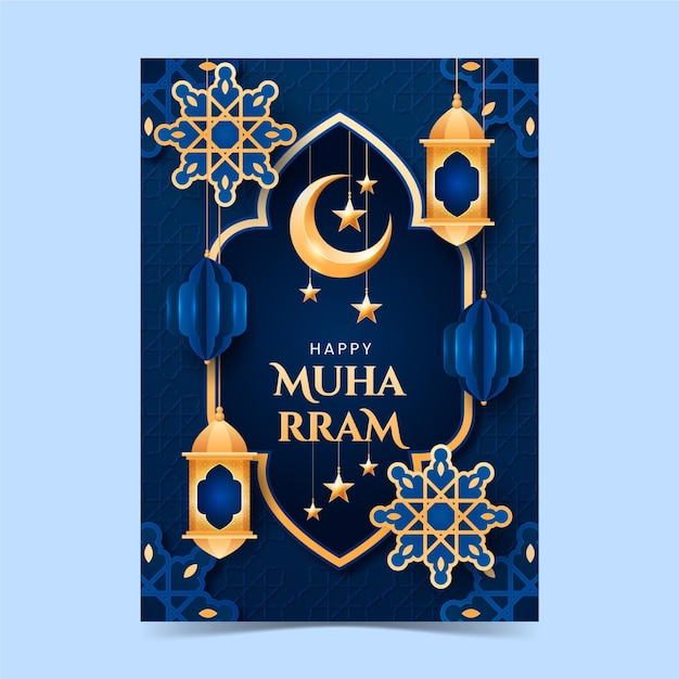 Gradient vertical muharram poster template