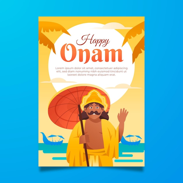 Free Vector gradient vertical onam poster template