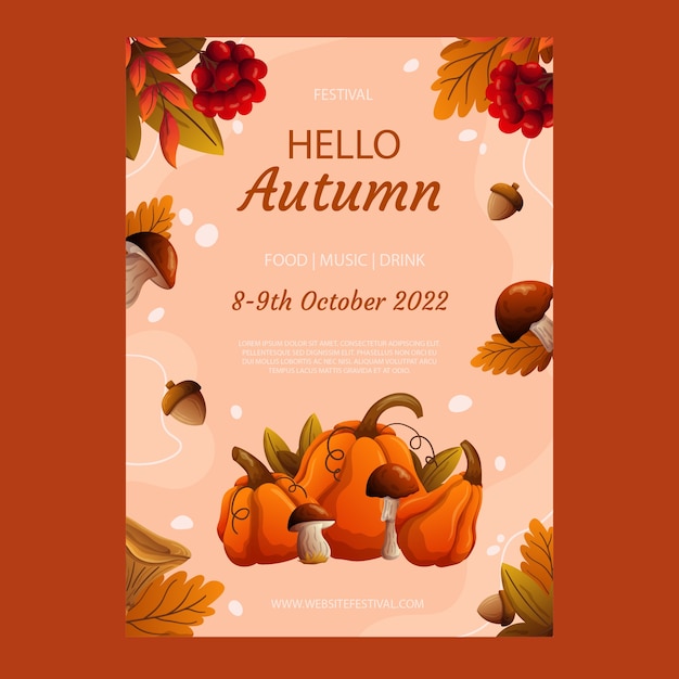 Gradient vertical poster template for autumn celebration