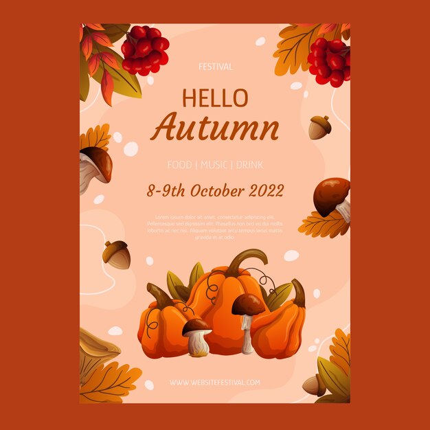 Gradient vertical poster template for autumn celebration