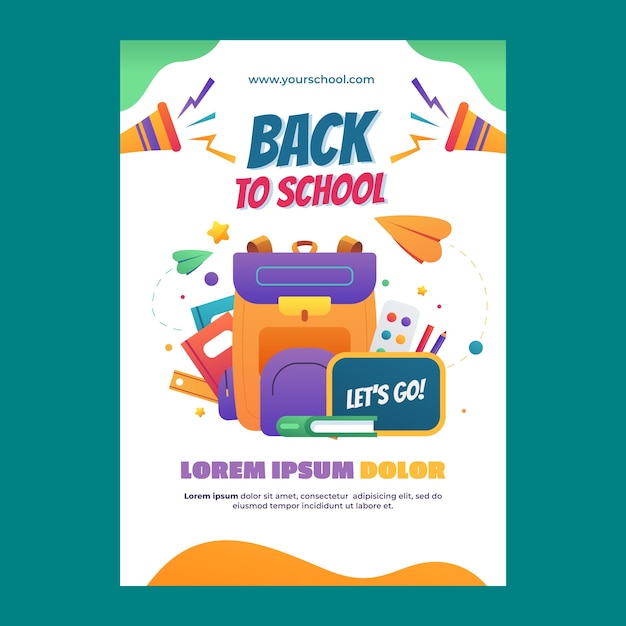 Gradient vertical poster template for back to school season