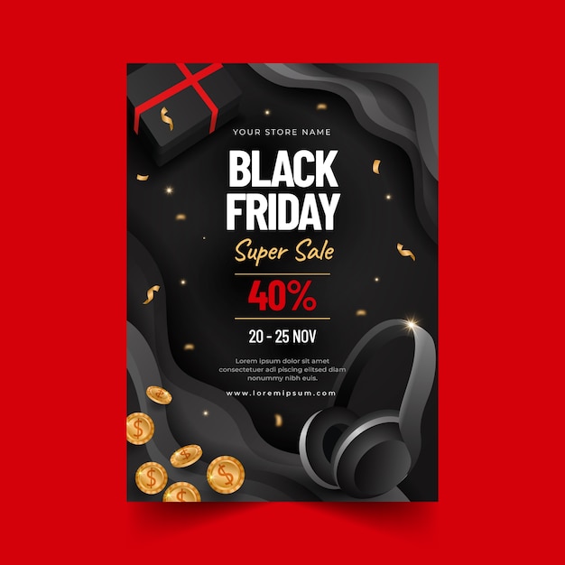 Gradient vertical poster template for black friday sales