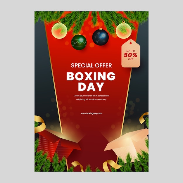 Free Vector gradient vertical poster template for boxing day sales