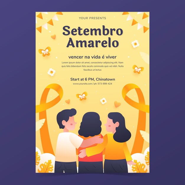 Gradient vertical poster template for brazilian suicide prevention month awareness