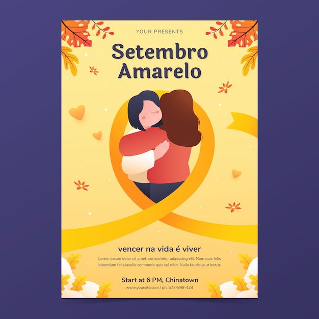 Gradient vertical poster template for brazilian suicide prevention month awareness