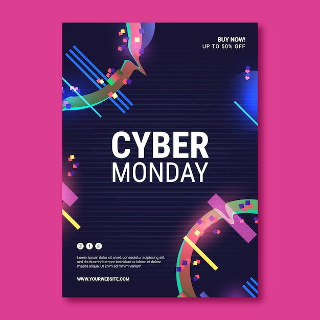 Gradient vertical poster template for cyber monday sale