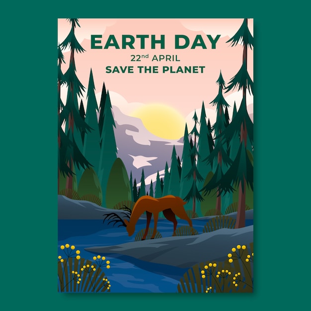 Free Vector gradient vertical poster template for earth day celebration