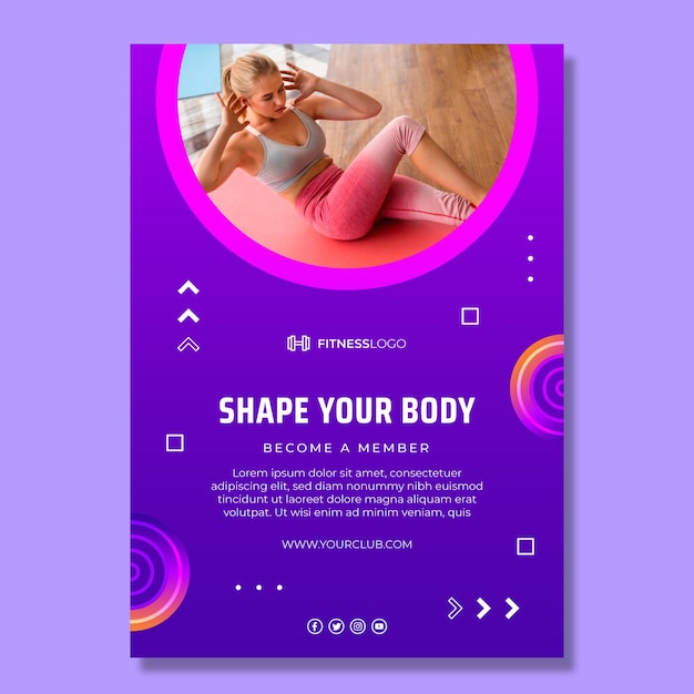 Gradient vertical poster template for gym training