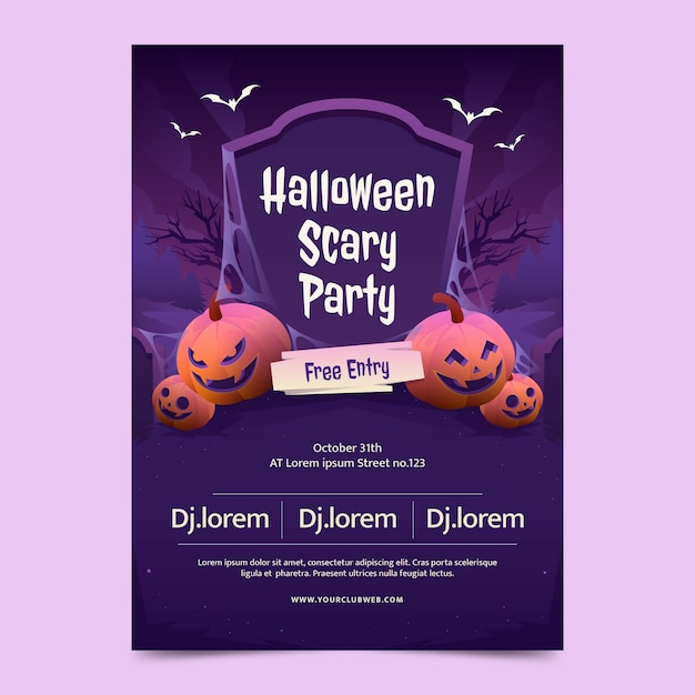 Gradient vertical poster template for halloween celebration