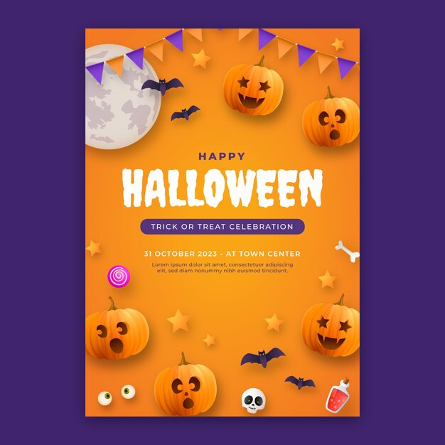 Gradient vertical poster template for halloween celebration