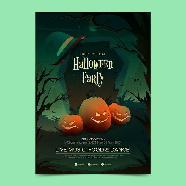 Free Vector gradient vertical poster template for halloween season