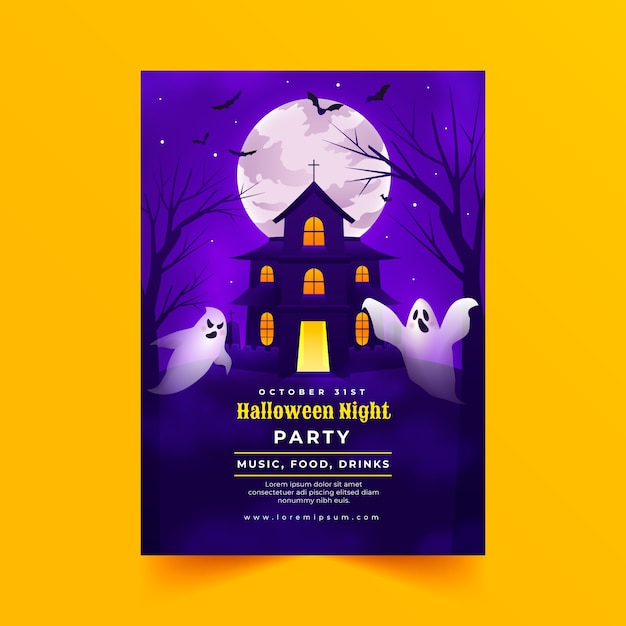 Free vector gradient vertical poster template for halloween season