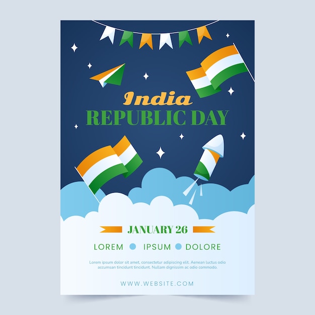 Free Vector gradient vertical poster template for indian republic day celebration