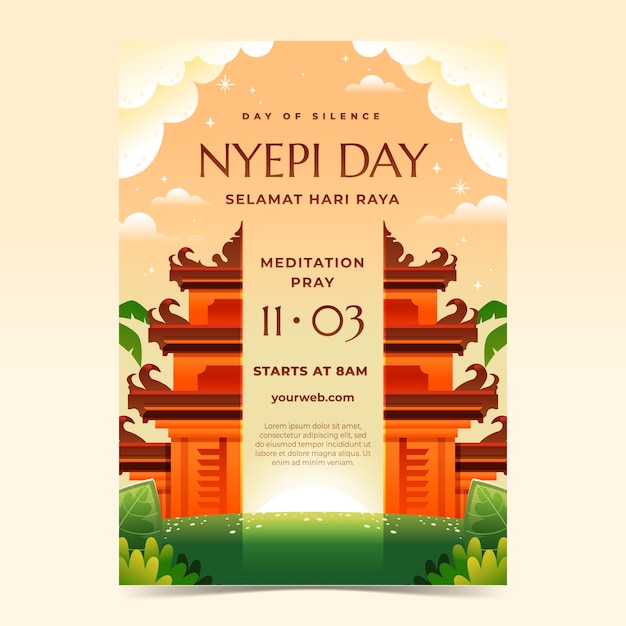 Gradient vertical poster template for indonesian nyepi celebration