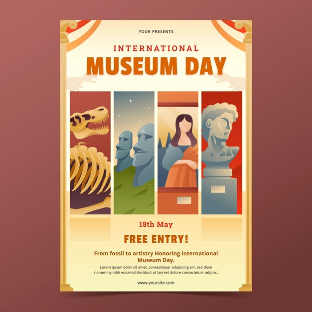 Gradient vertical poster template for international museum day