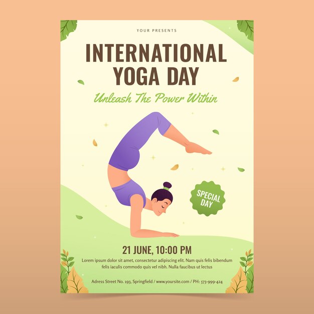 Gradient vertical poster template for international yoga day celebration