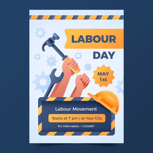 Gradient vertical poster template for labor day celebration