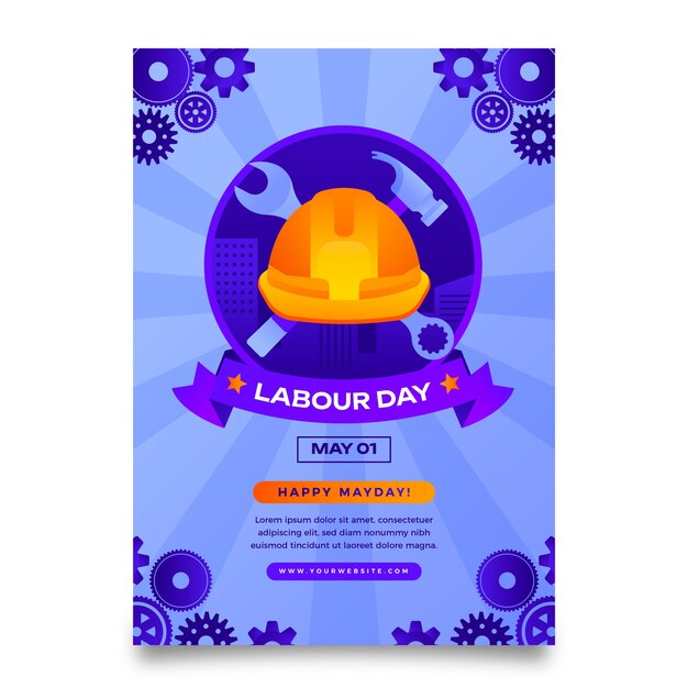 Gradient vertical poster template for labour day celebration