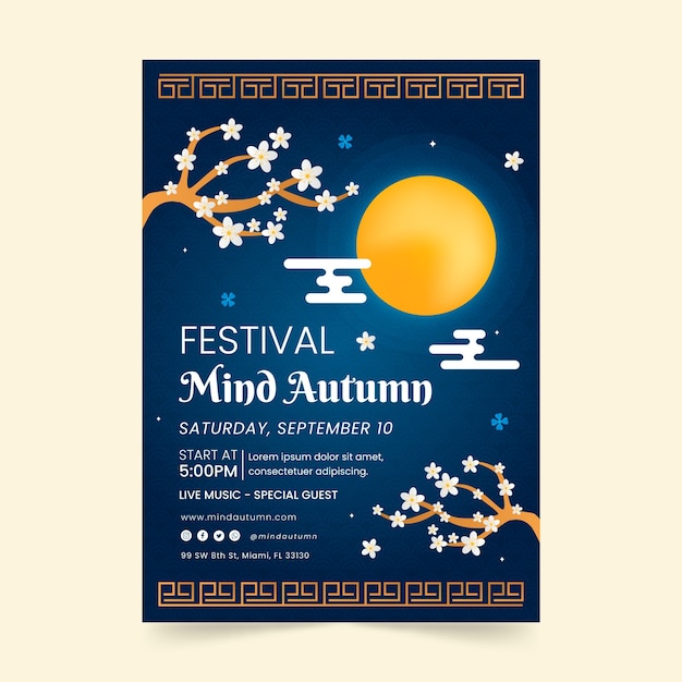 Gradient vertical poster template for mid-autumn festival celebration