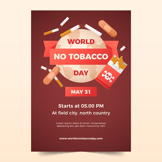 Free Vector gradient vertical poster template for no tobacco day awareness