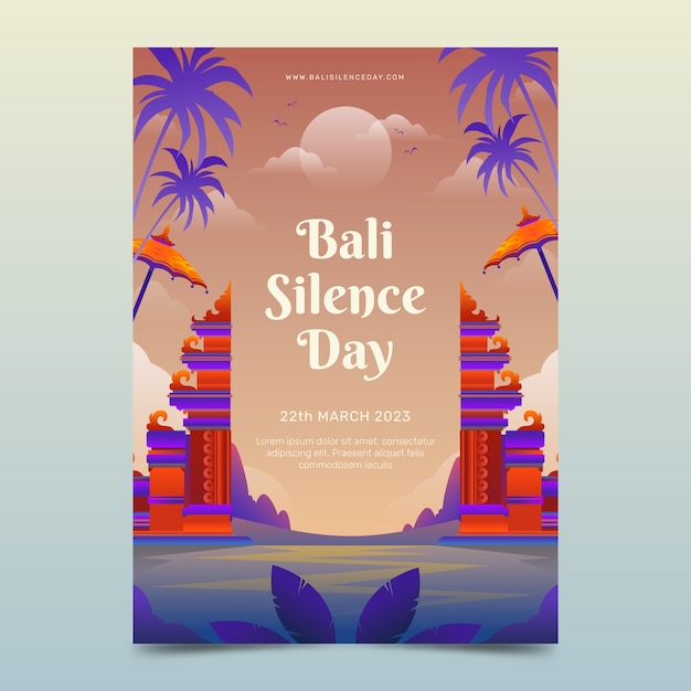 Free Vector gradient vertical poster template for nyepi celebration