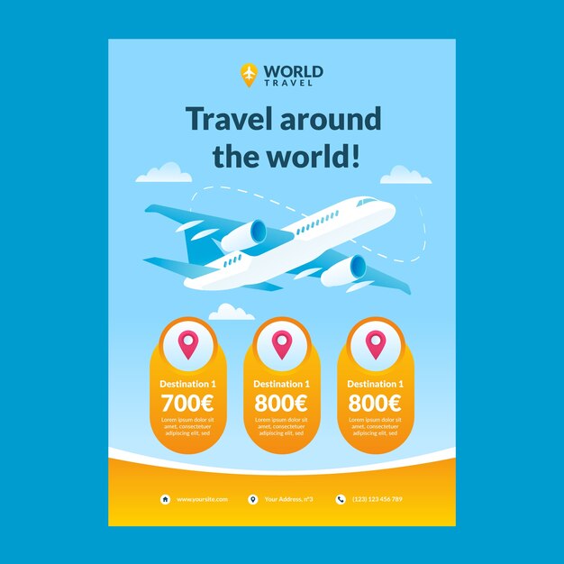 Gradient vertical poster template for travel agency