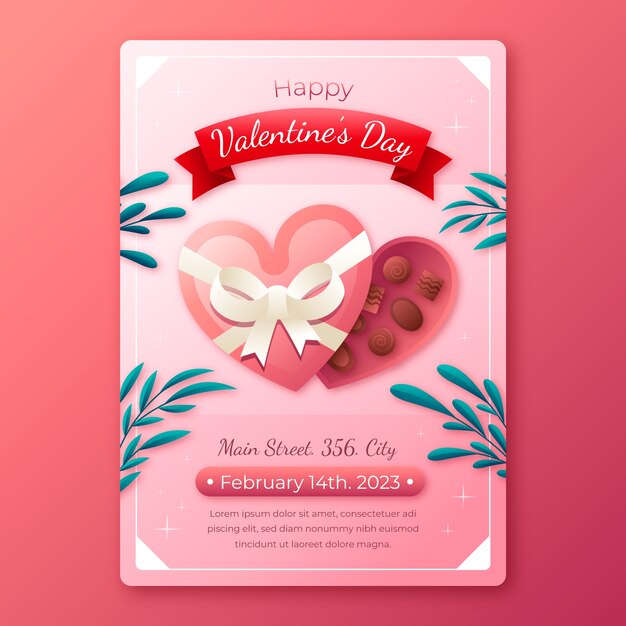 Gradient vertical poster template for valentine's day holiday