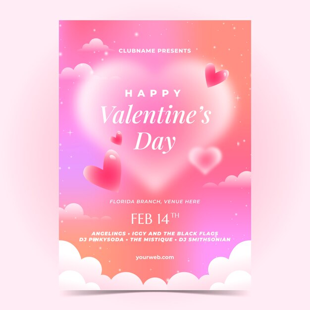 Gradient vertical poster template for valentine's day holiday