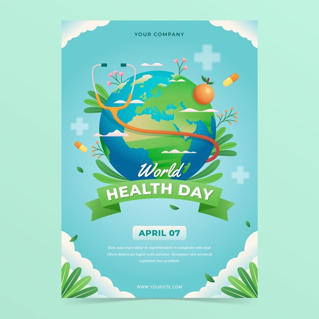 Gradient vertical poster template for world health day celebration