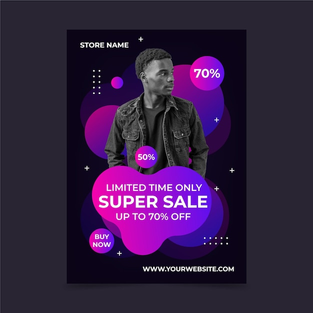 Free Vector gradient vertical sale poster template with photo