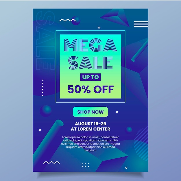 Gradient vertical sale poster template