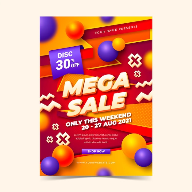 Gradient vertical sale poster template