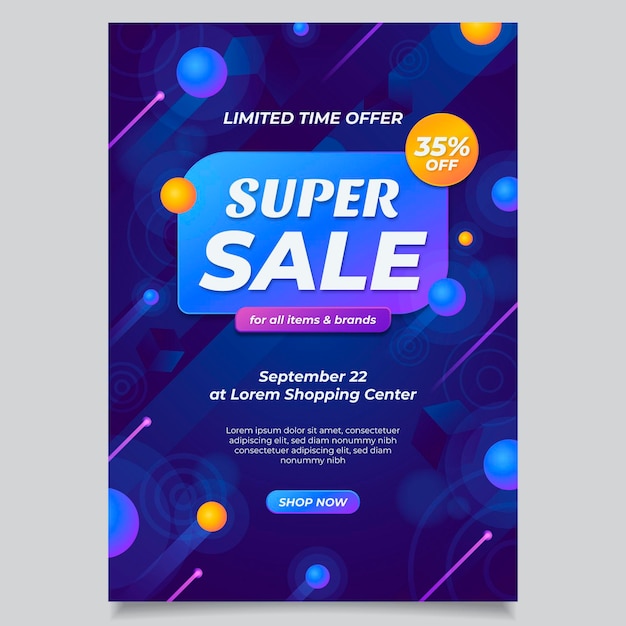 Gradient vertical sale poster template